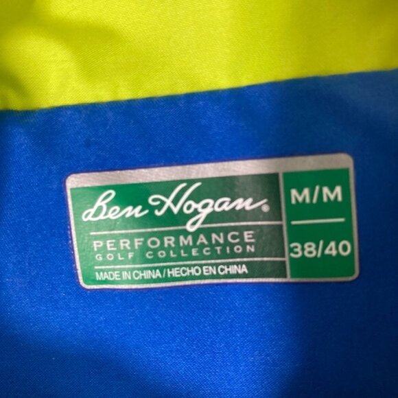 Mens Ben Hogan 1/4 Zip Performance Golf Jacket Blue Lime Mesh Lined M - Picture 8 of 9